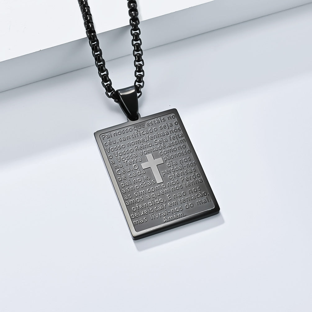 Planderful Prayer Text Titanium Steel Necklace Niche Design With Body Protection Pendant Jewelry For Spiritual Seekers