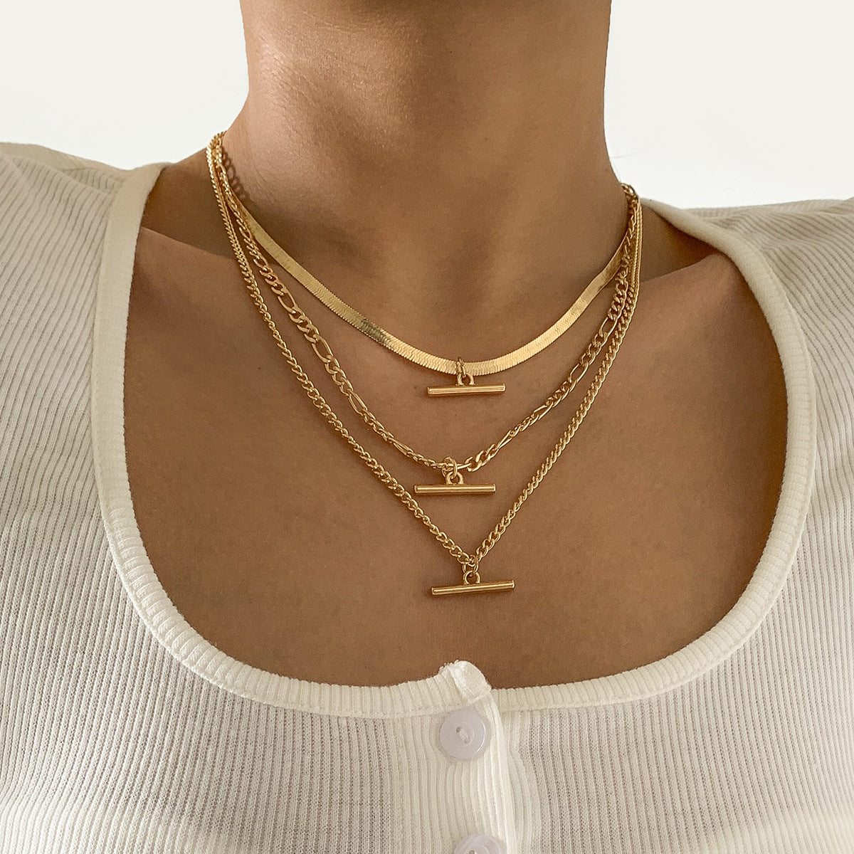 Planderful Vienna Verve Snake Bone Chain Necklace For Women Punk Metal Stick Style Statement Jewelry