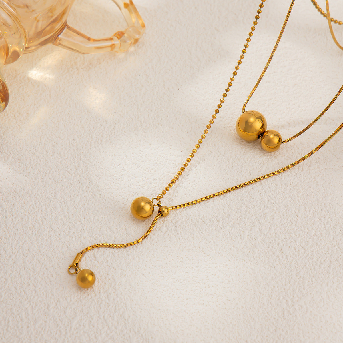 Adjustable Round Bead Snake Chain Necklace