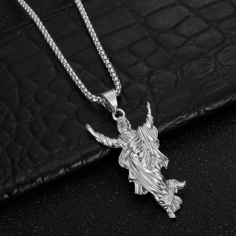 Planderful Everyday Genie Hip Hop Jesus Portrait Pendant Necklace Premium Stainless Steel Gold Plated For Hip Hop Fans