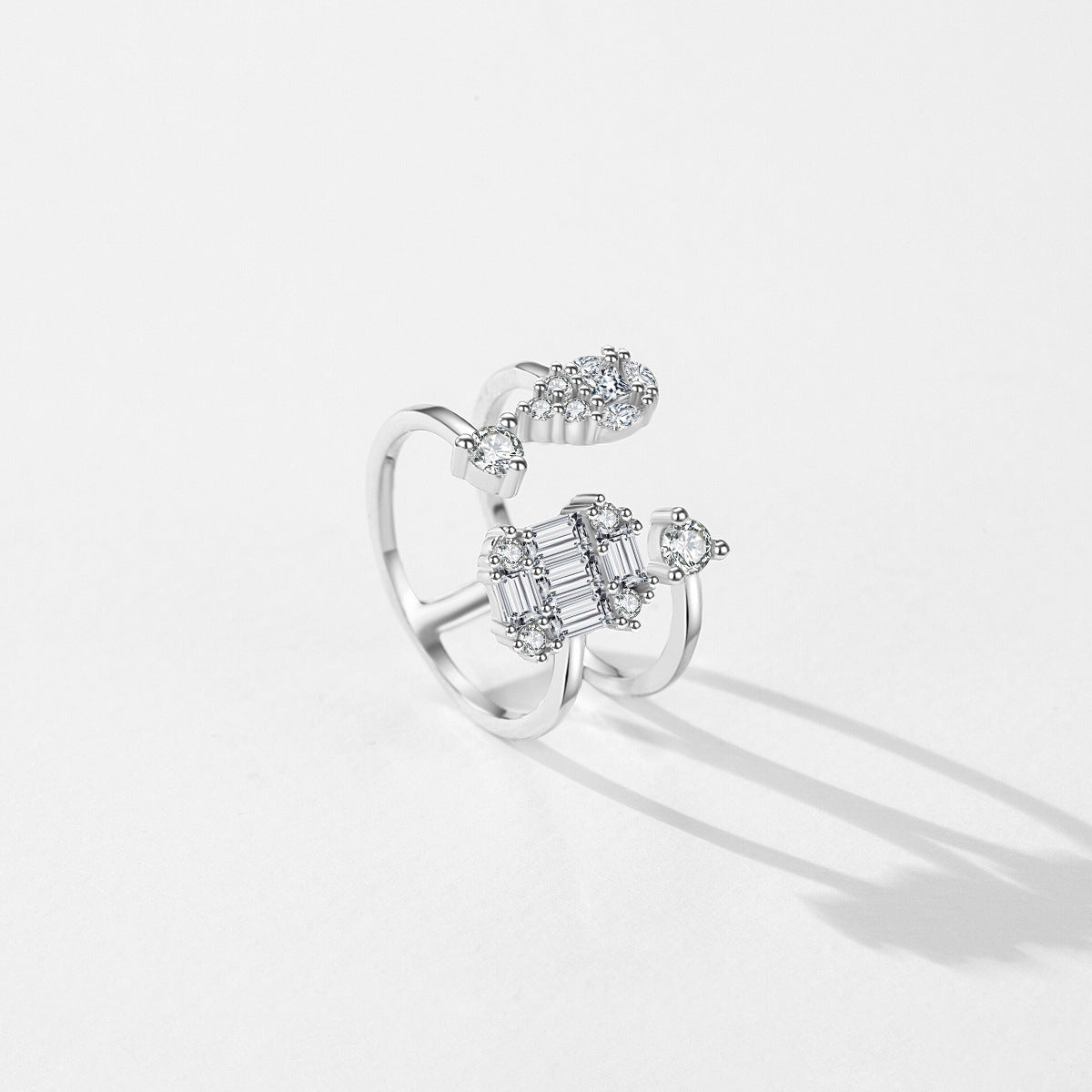 Luxurious Double Layer Geometric Zircon Ring for Women