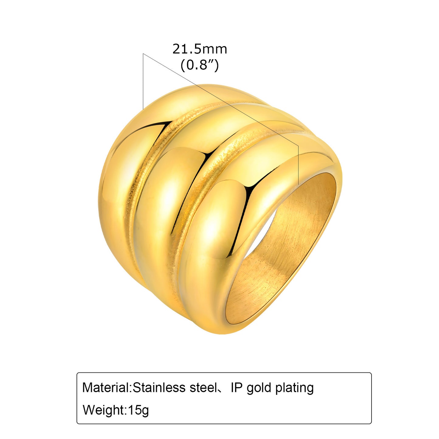 Rings Stainless Steel Multi-Layer Twist Three-Layer 18K Gold Fashion Jewelry