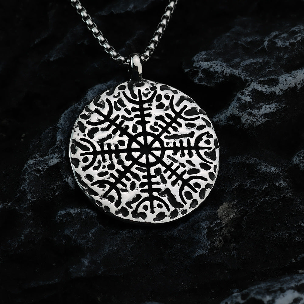 European And American Retro Stainless Steel Men's Pendant Personalized Viking Compass Necklace
