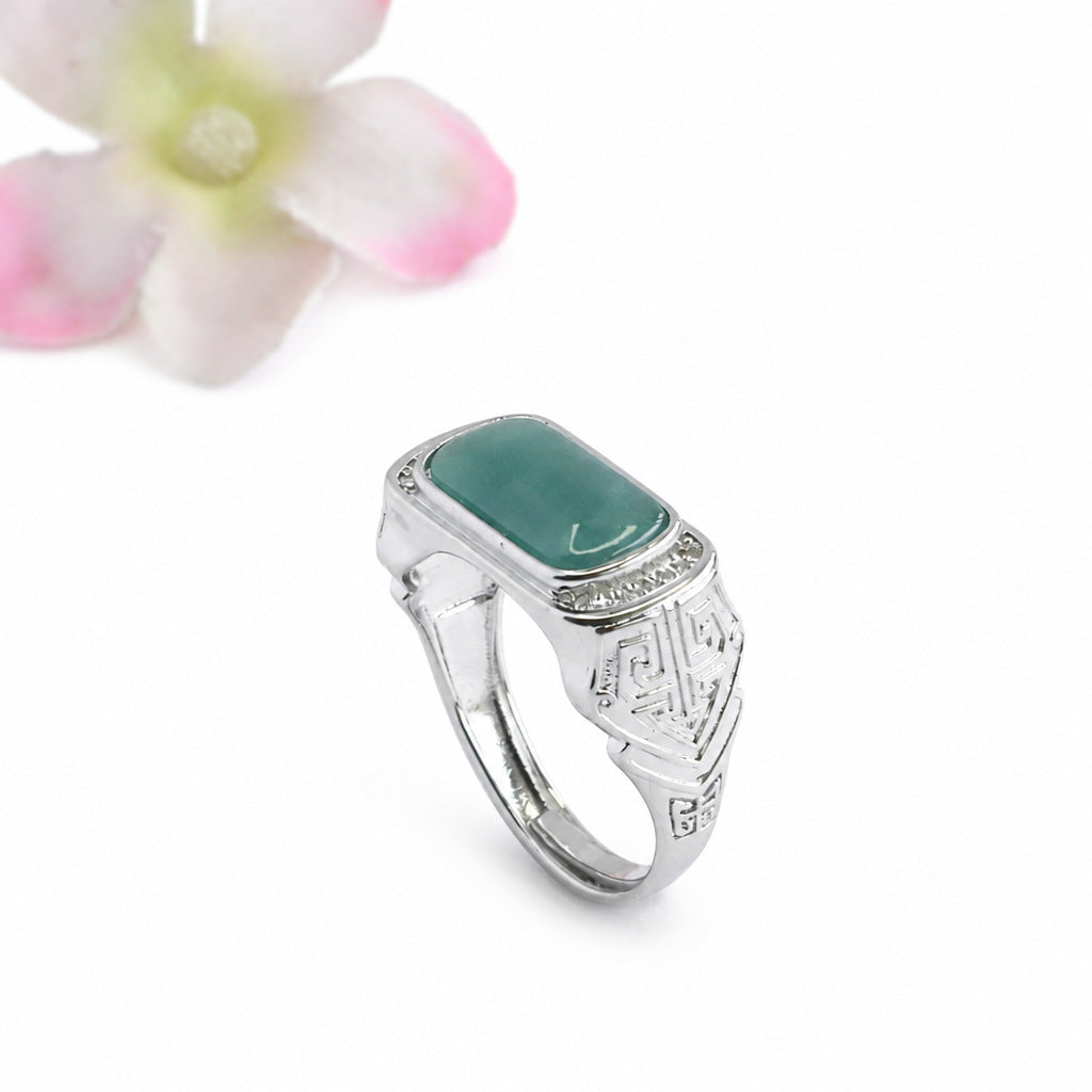 Blue Water Jadeite Saddle Ring