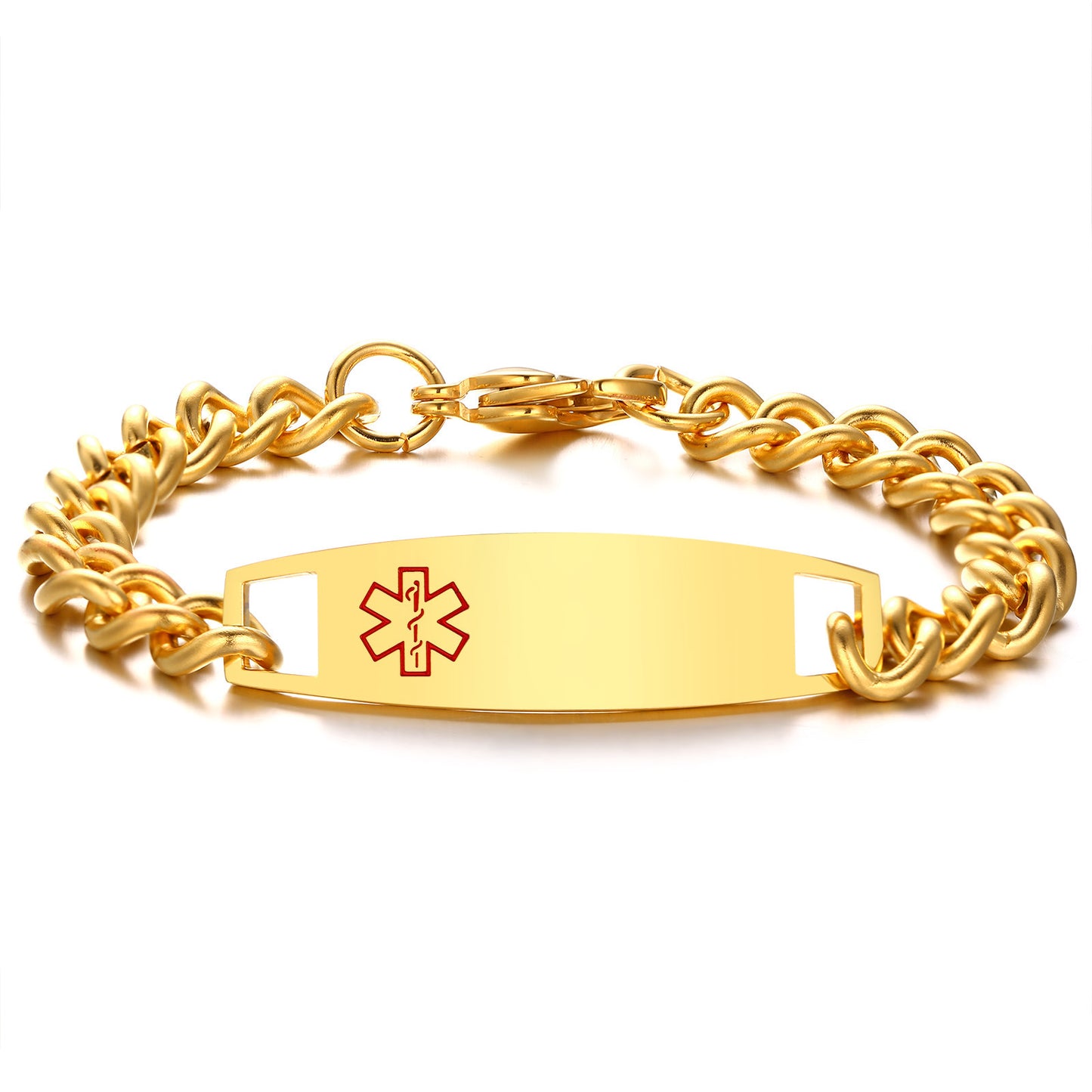 Foreign Trade European And American Jewelry 21.5CM Stainless Steel Medical Logo Curved Bracelet