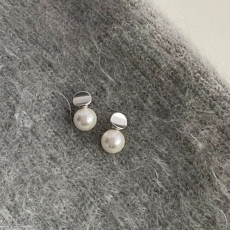 Minimalist Pearl 925 Sterling Silver Women's Earrings