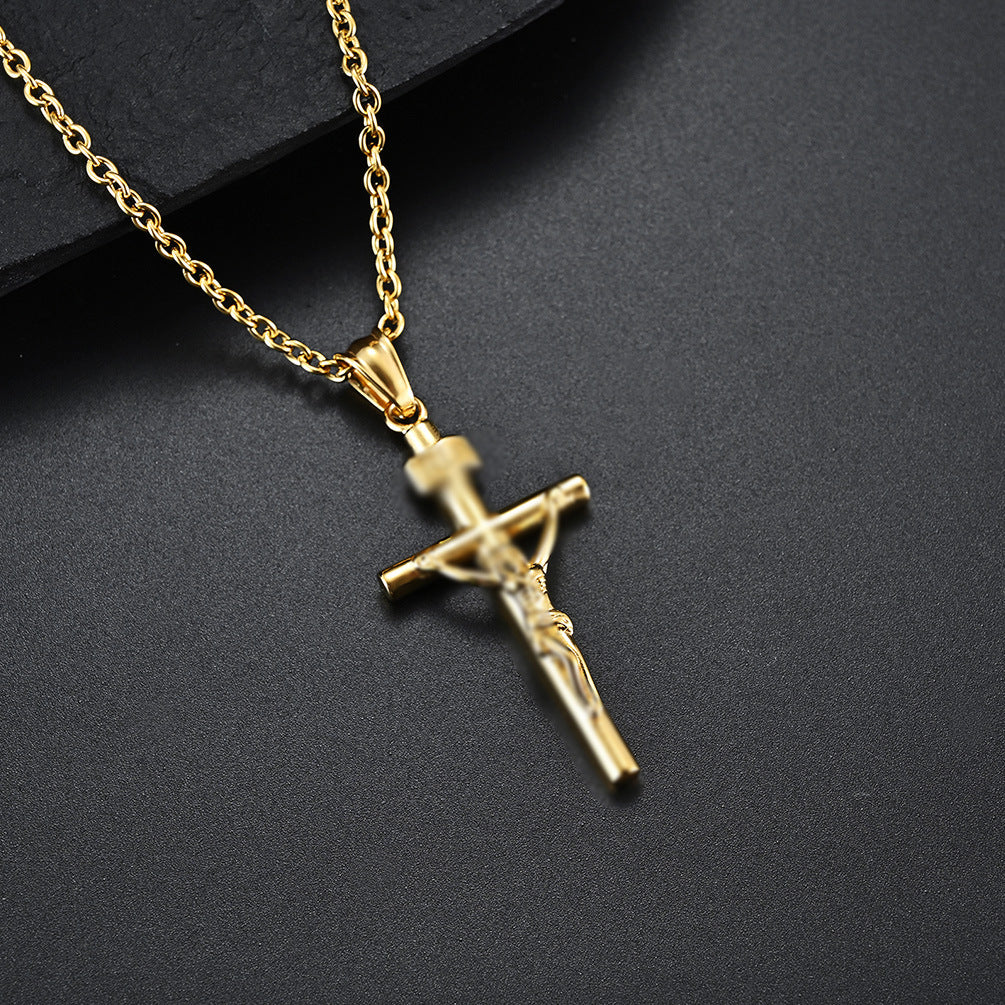 Planderful Cross Steel Necklace For Hip Hop Fans Does Not Fade Durable Pendant For Streetwear Enthusiasts