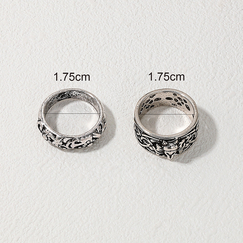 Vintage Metal Cutout Texture Ring Set for Sophisticated Ladies - Elegant Wholesale Jewelry