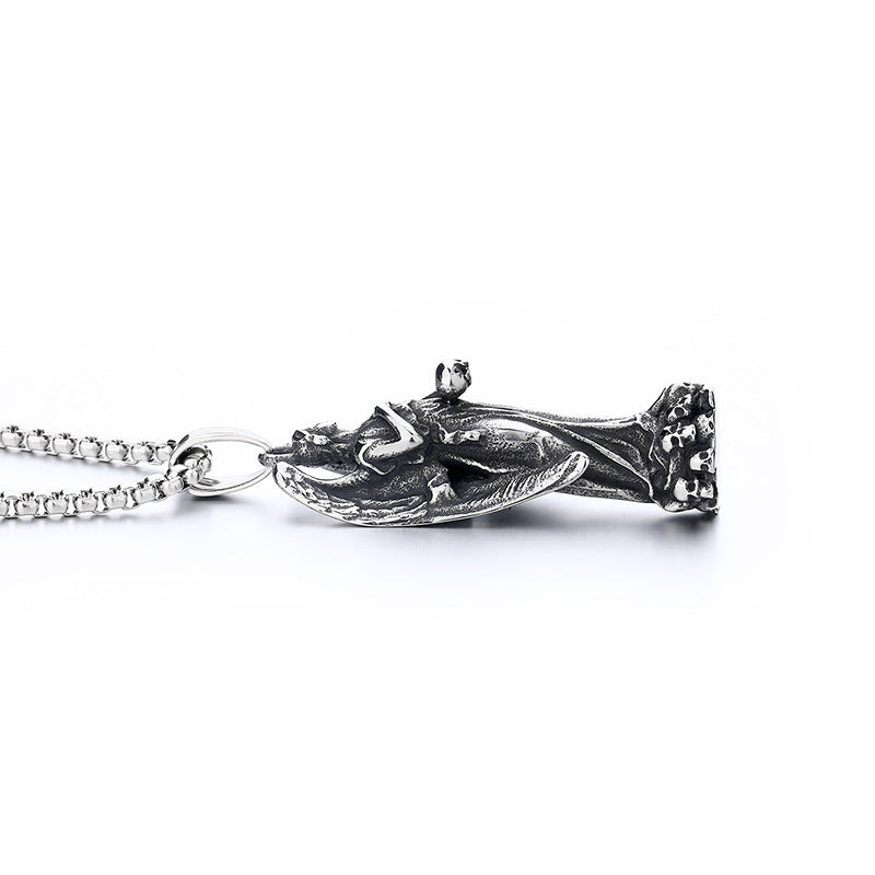 Titanium Steel Necklace – Statement Skull Angel