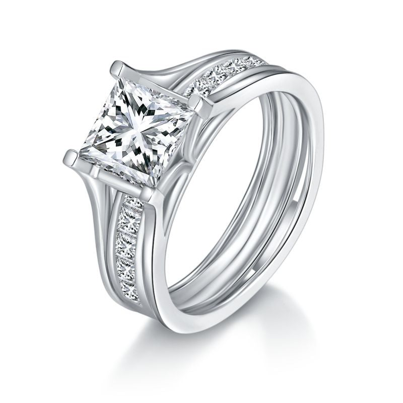 Amazon Hot Sale 6.5mm Princess Square Diamond Ring