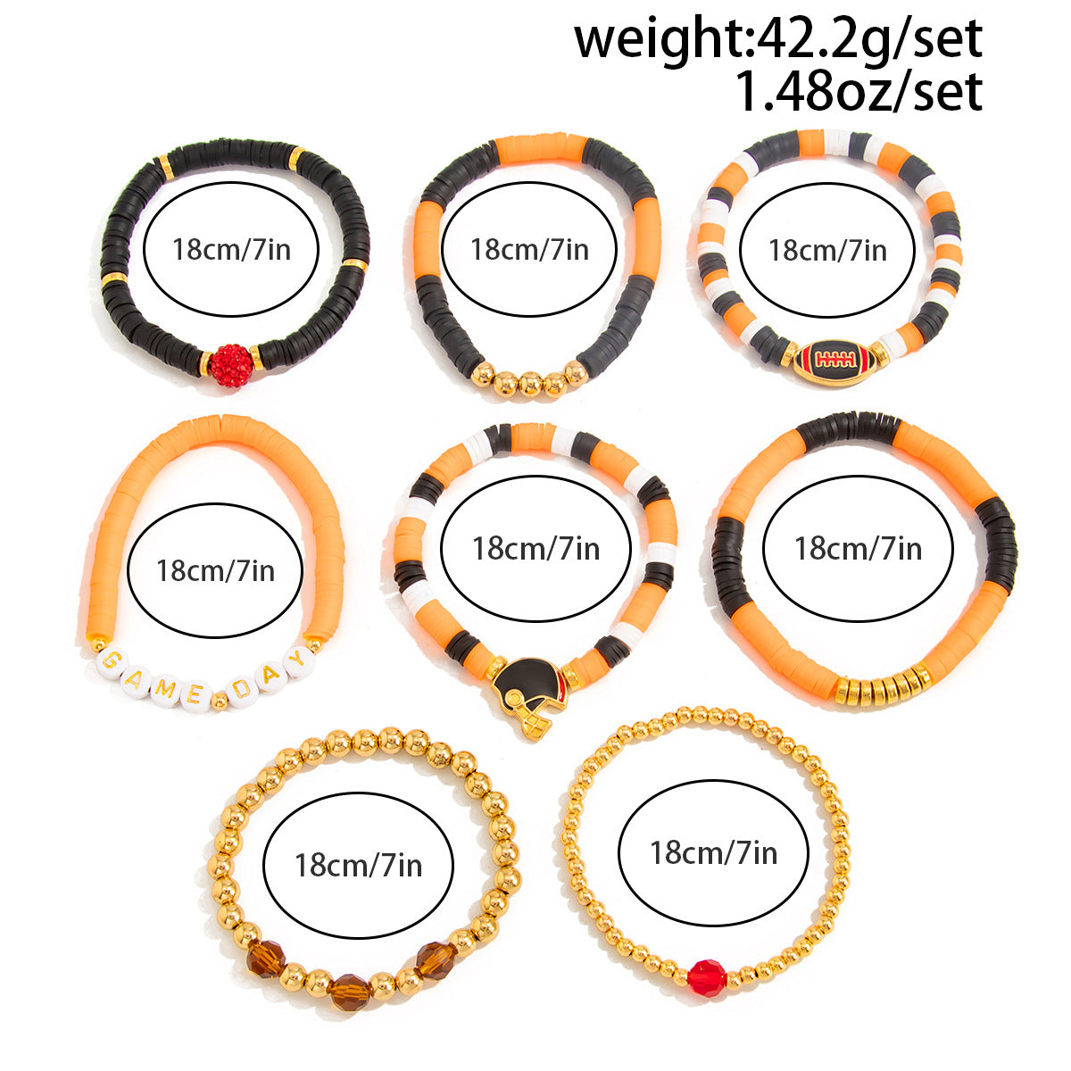 Planderful Football Bracelet Set Vienna Verve Game Day Jewelry For Women Bold Colorful Drip Statement