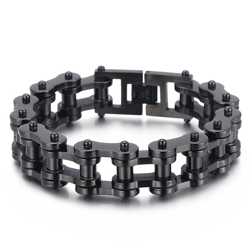 Titanium Steel Men's Bicycle Bracelet - 18mm Hip-Hop Rock Style Locomotive Chain for European and American Men