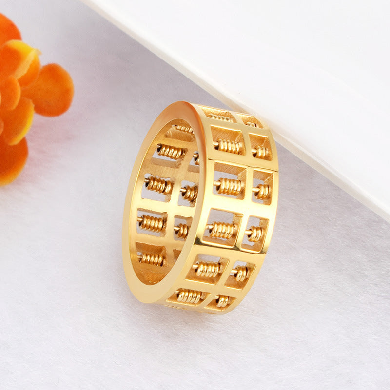 Planderful Collection Everyday Genie Stainless Steel Abacus Ring Beaded Edgy Hip Hop Punk Couples