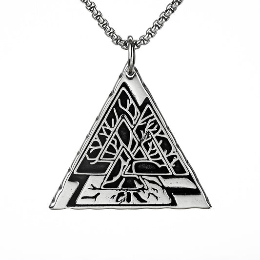 European And American Jewelry Wholesale Titanium Steel Men's Pendant Necklace Retro Viking Tree Of Life