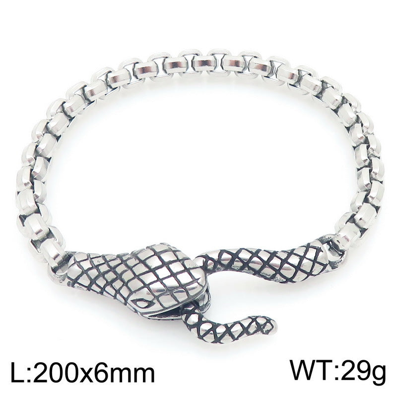 Punk Style Snakehead Layered Chain Men's Titanium Steel Bracelet