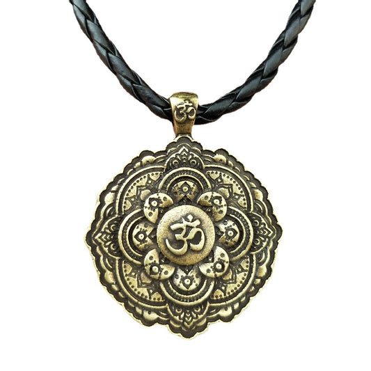 Indian Mythology Mandala OM Necklace with Spiritual Geometry - Men's Fashion Jewelry
