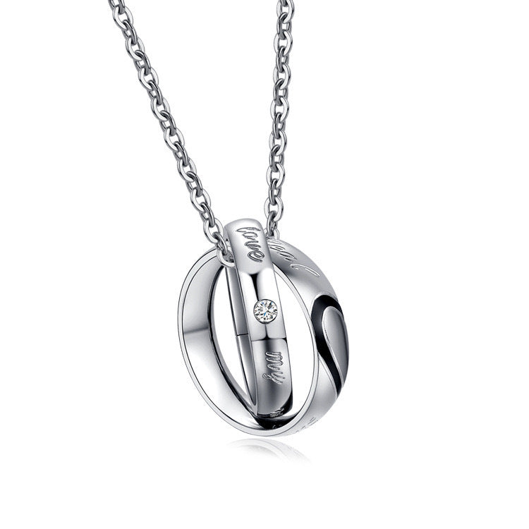 1. Planderful Titanium Steel Couple Necklace Love Puzzle Pendant For Men And Women Gift