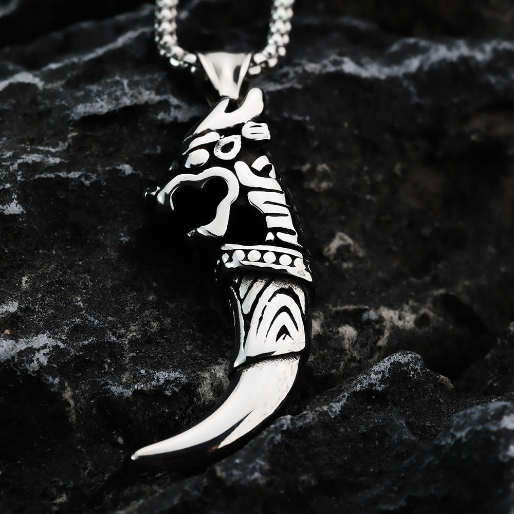 Nordic Retro Viking Men's Pendant Necklace With Wolf Head