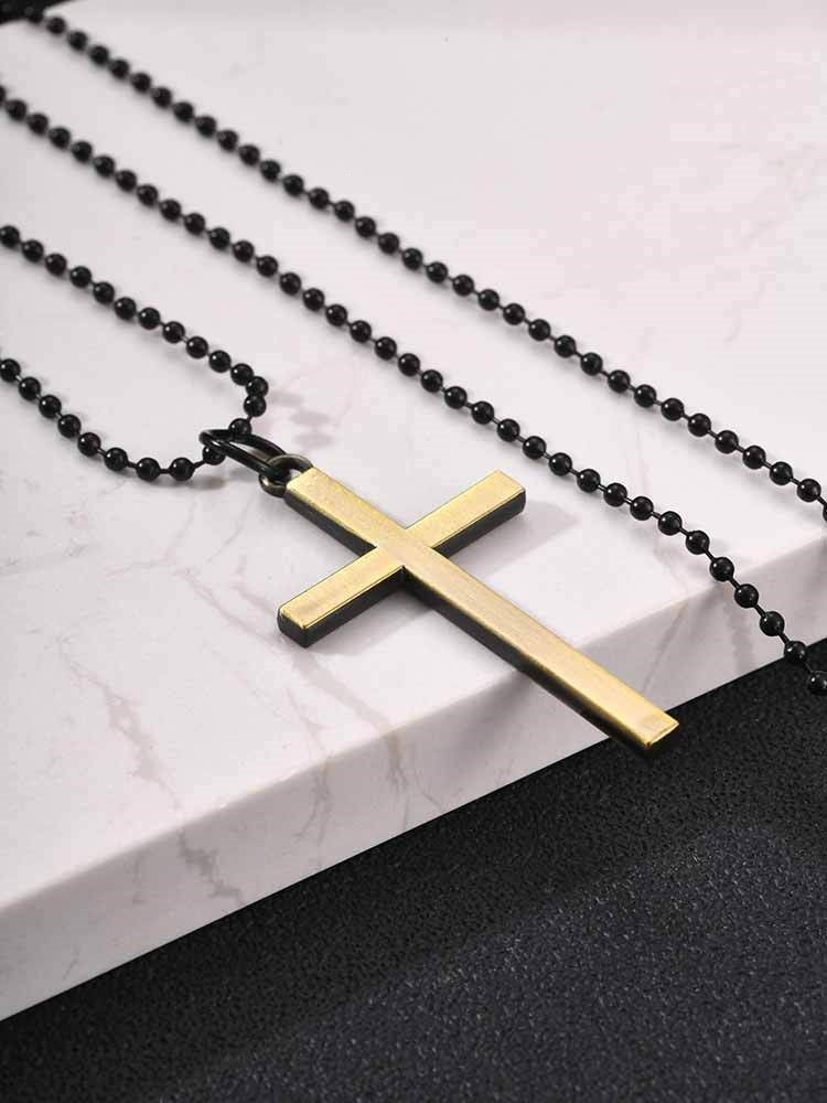 Alloy Cross Necklace Male Hip Hop Neutral Style Hip Hop Pendant Hot-Selling Model