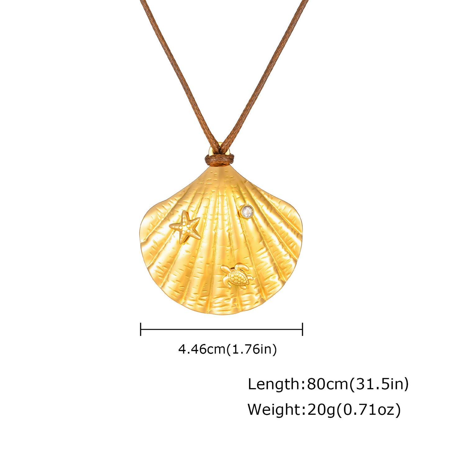 Ocean Wind Stainless Steel Shell Starfish Wax Rope Necklace High