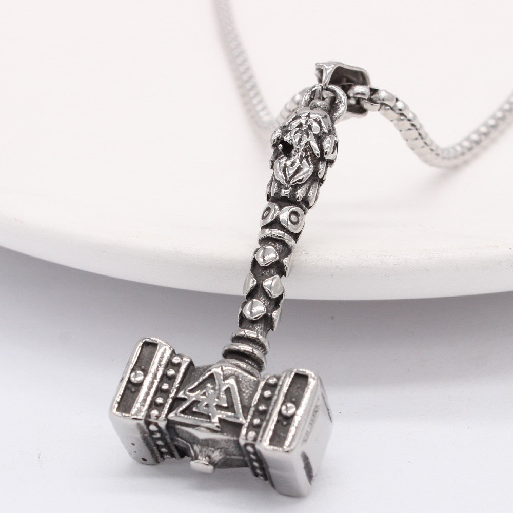 Planderful Thor's Hammer Pendant Titanium Steel Unisex Durable Protection Amulet For Men