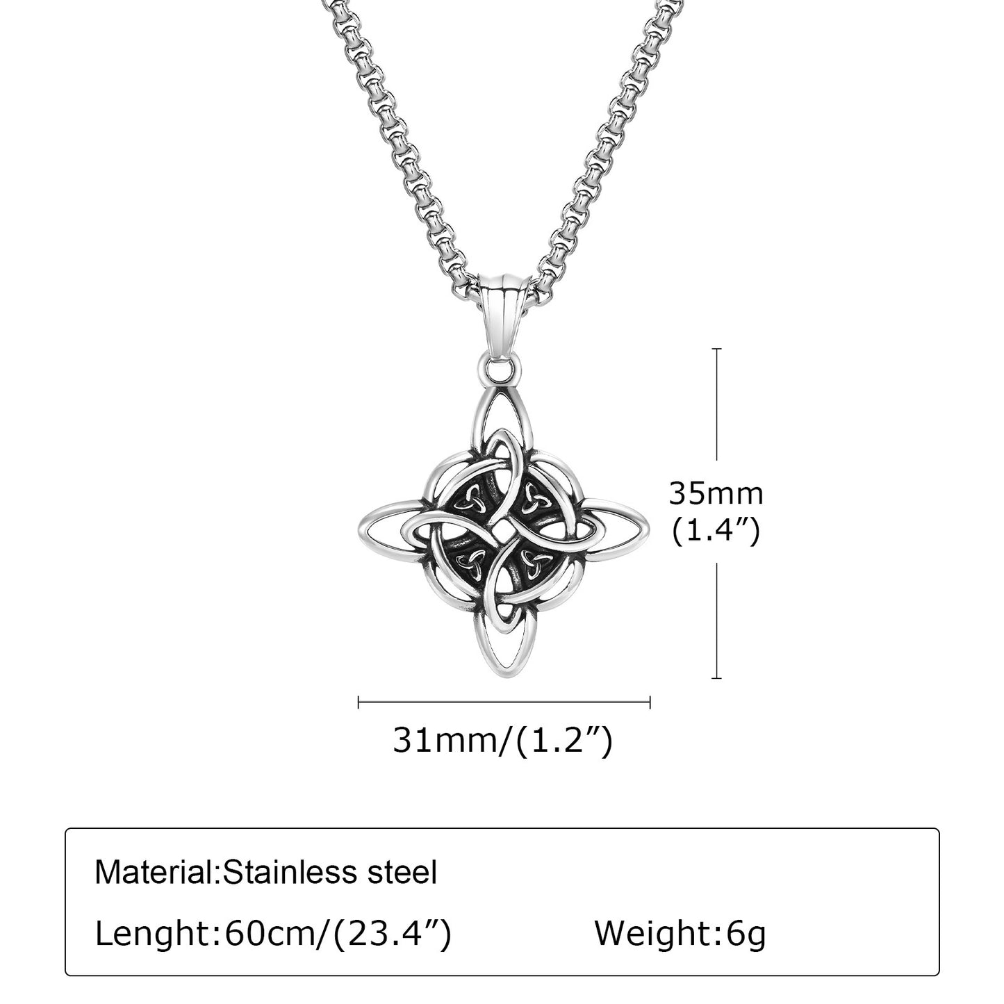 Accessories Men's Stainless Steel Celtic Knot Pendant Necklace