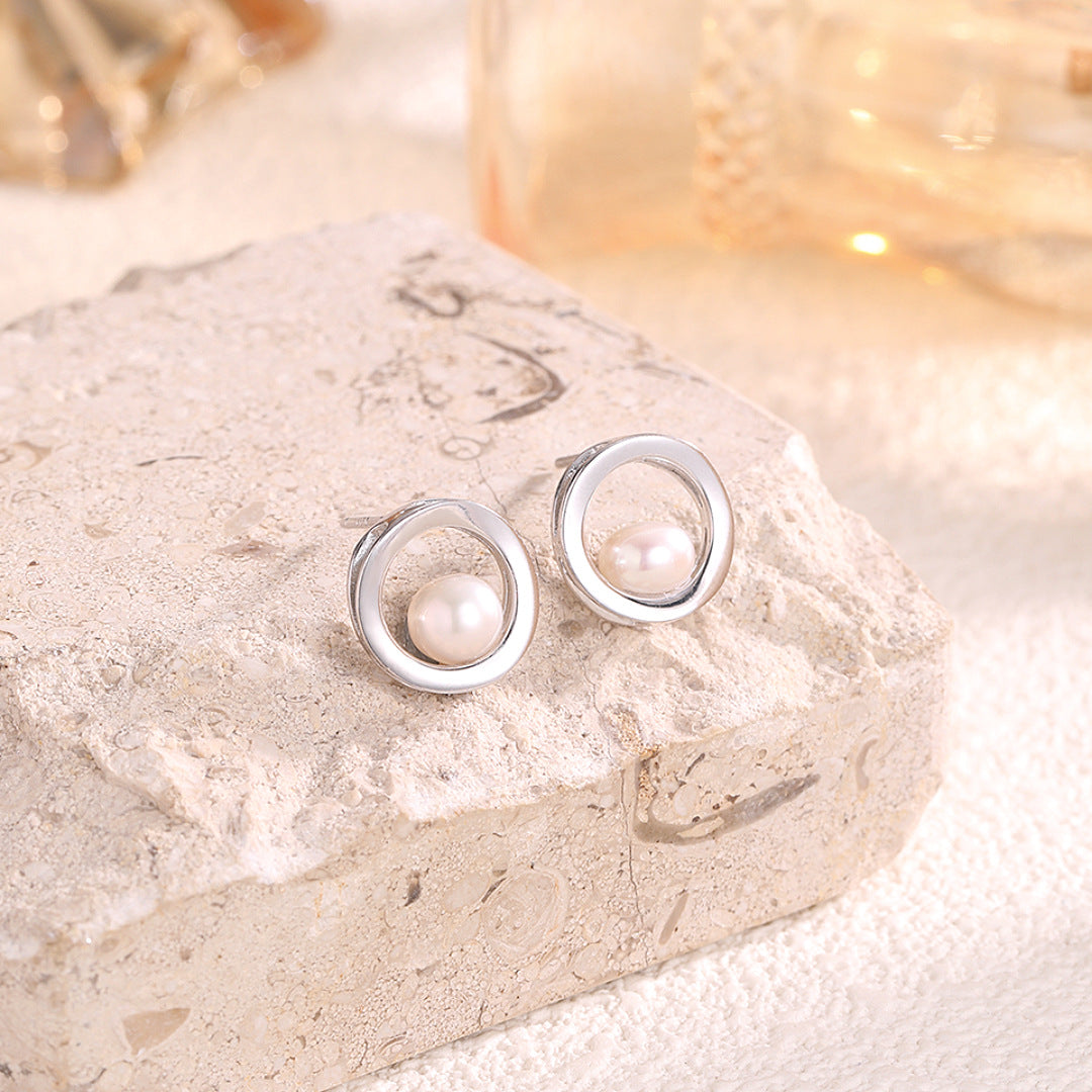 Minimalist Pearl 925 Sterling Silver Women's Earrings