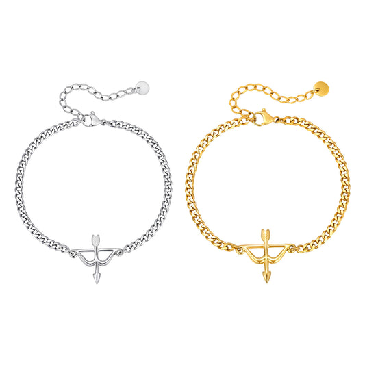 Planderful Geometric Bow And Arrow Bracelet Men Steel Gold