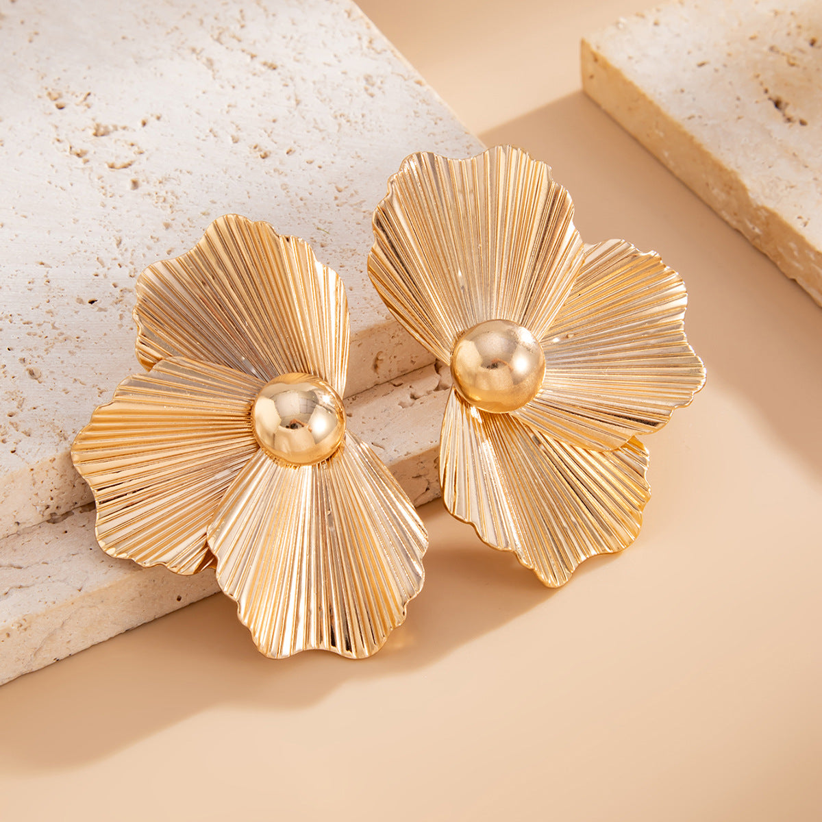 Planderful Vienna Verve Earrings – Elegant Three-Dimensional Metal Flower Design