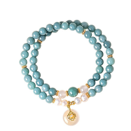 Agate Jadeite Jade Double-Wrap Bracelet