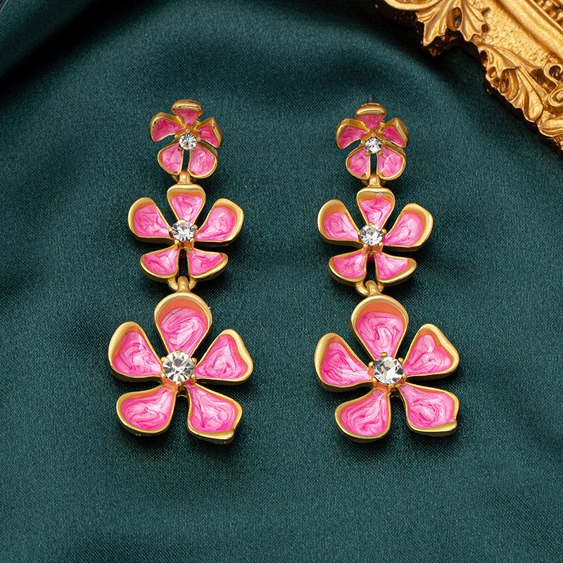 Planderful Vienna Verve Earrings – Elegant Retro Three-Dimensional Flower Design