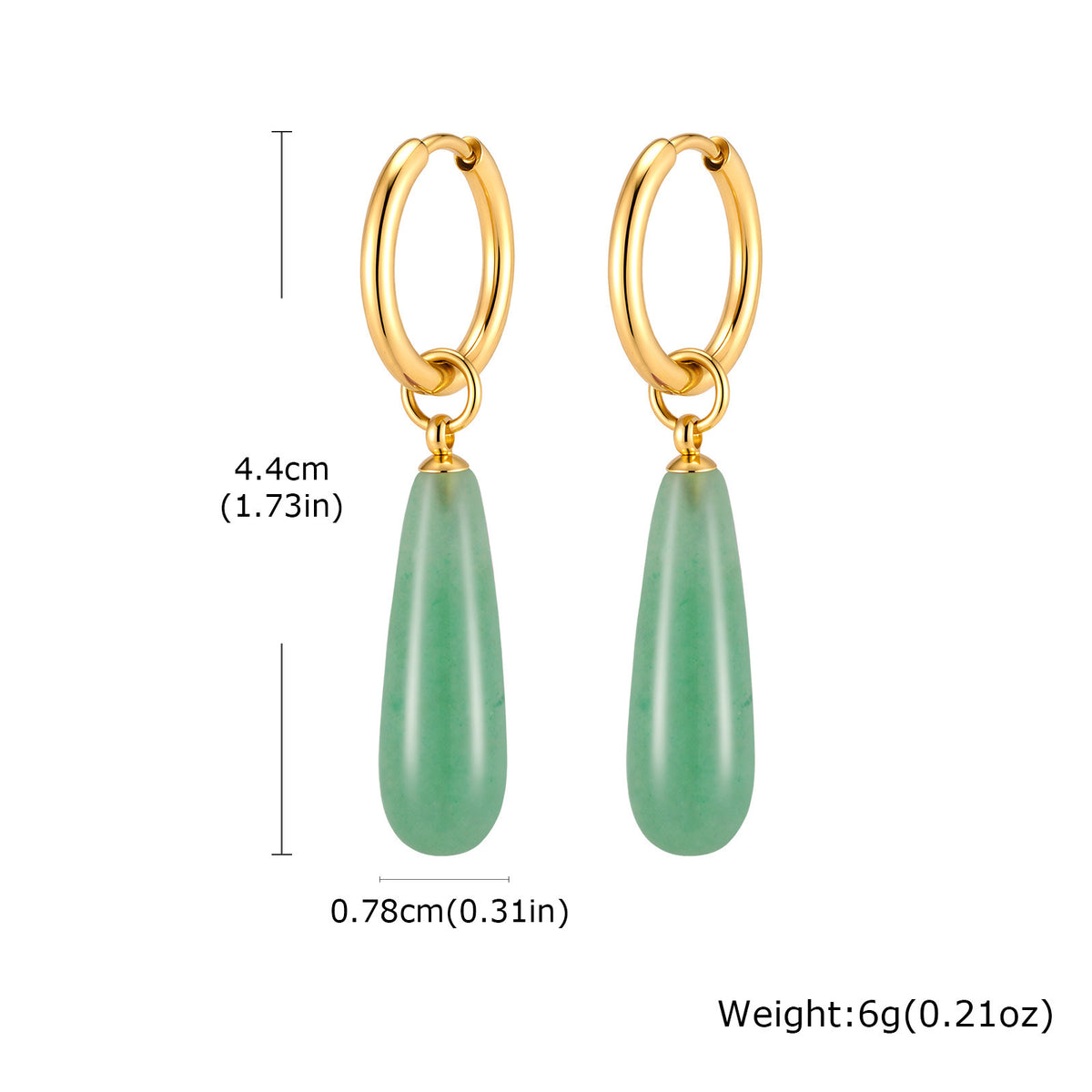 Natural Stone Teardrop Hoop Earrings — 5 Gemstones