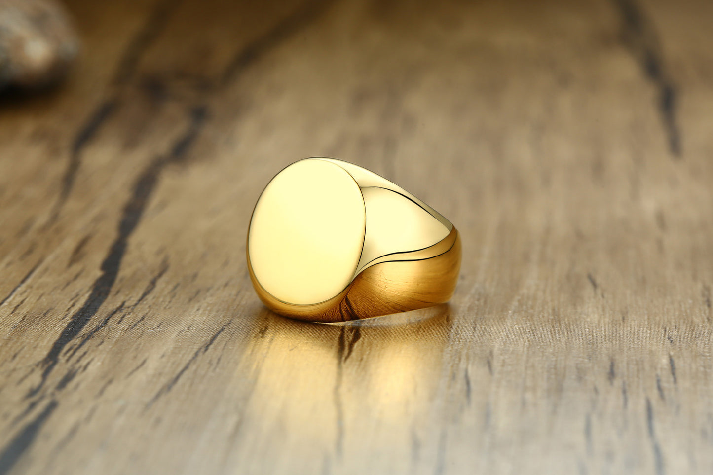 Men Rings Stainless Steel Round Ring Black Gold Wholesale