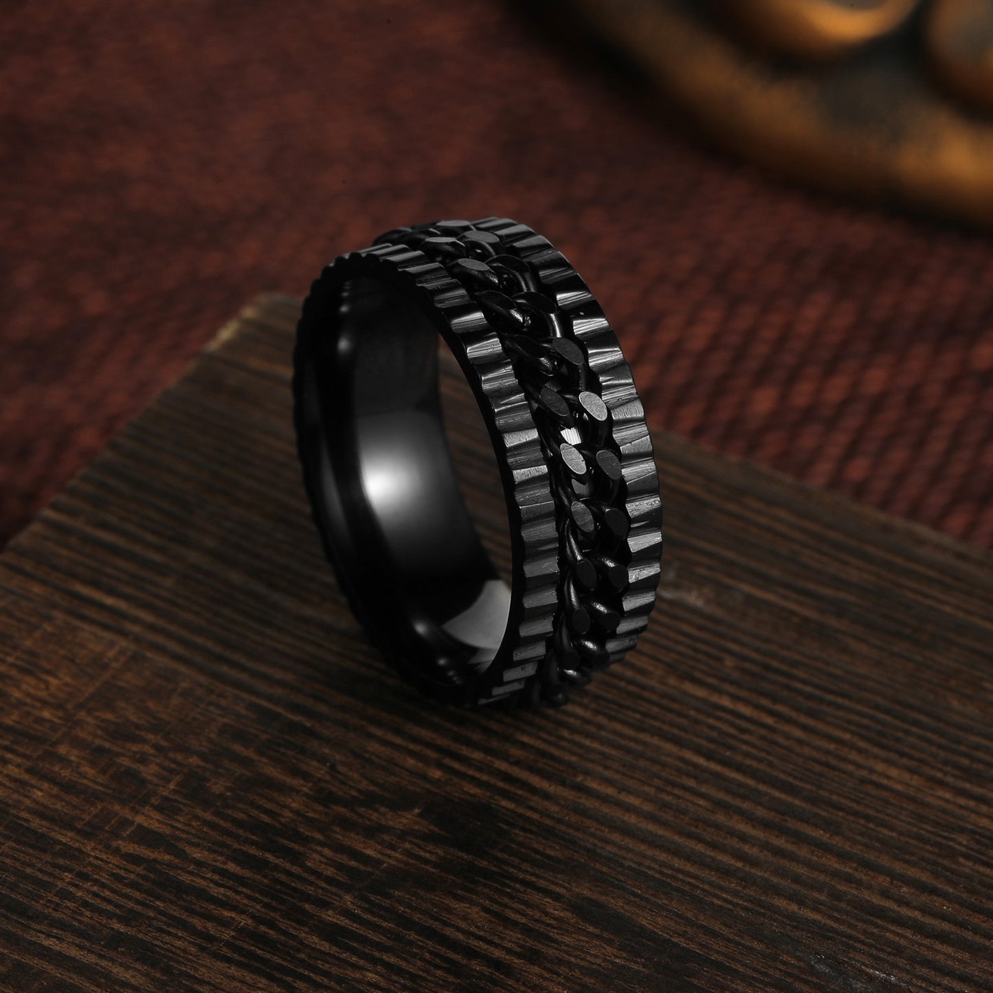 Planderful Everyday Genie Stainless Steel Ring For Men Unisex Retro Wind Gear Chain Statement