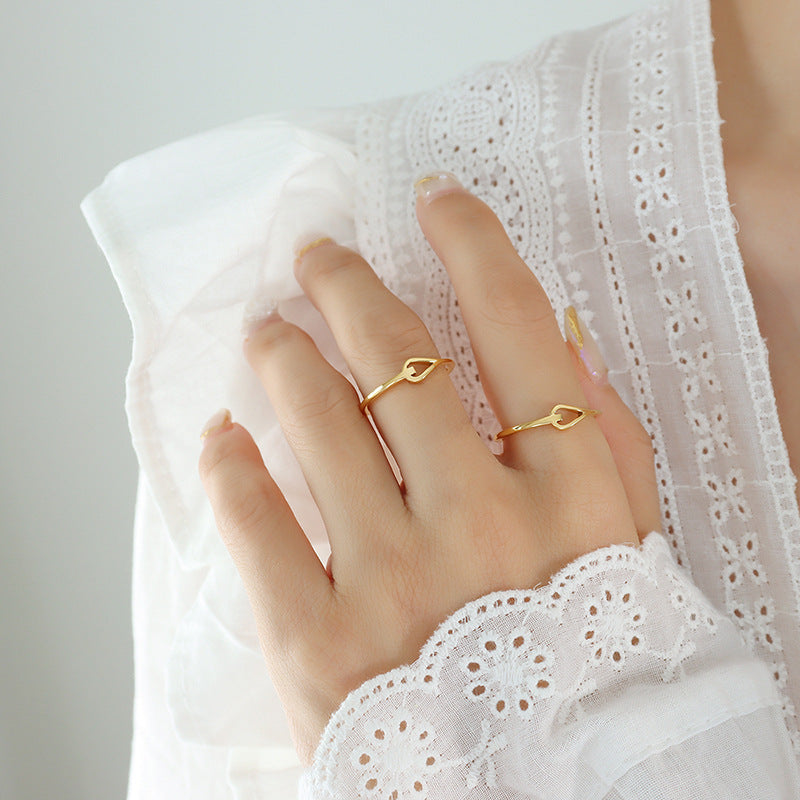 Exquisite Hollow Love Ring Plated with 18K Gold - Everyday Genie Collection