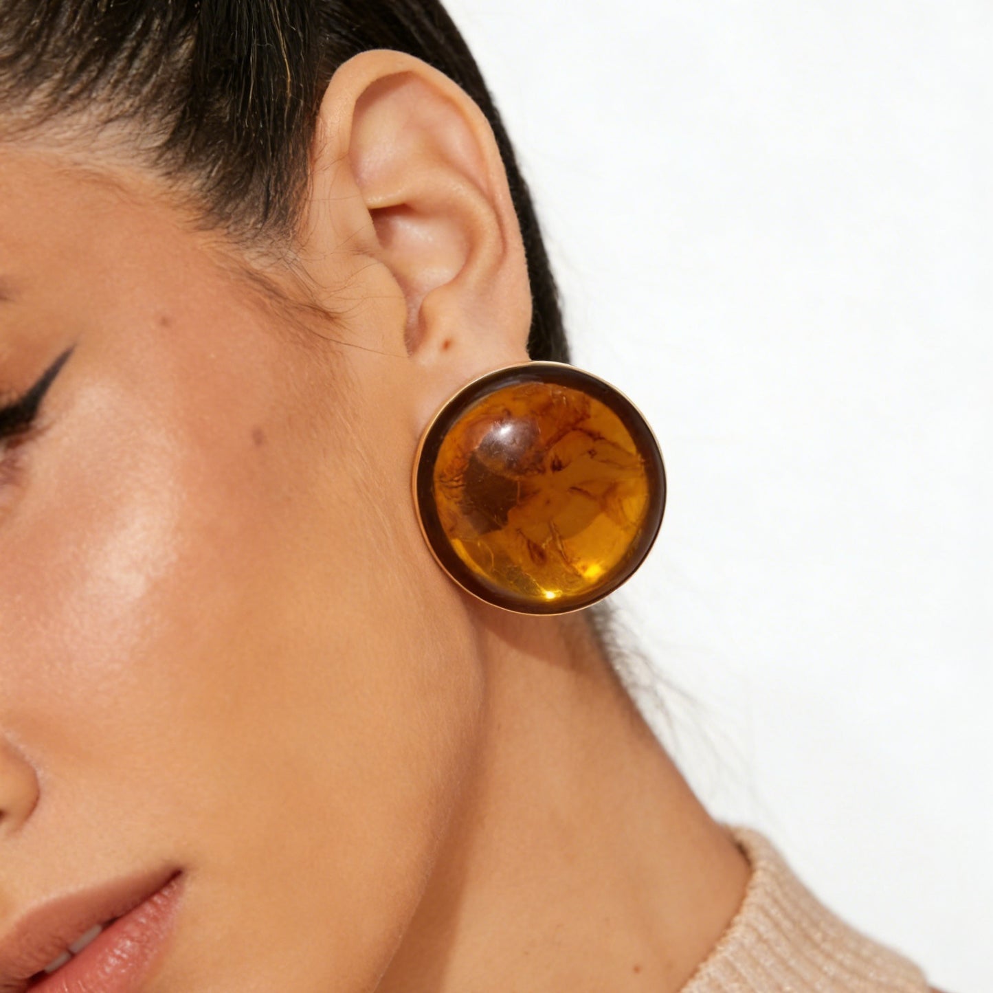 Planderful Vienna Verve Medieval Style Elegant Geometric Stone Stud Earrings For Women