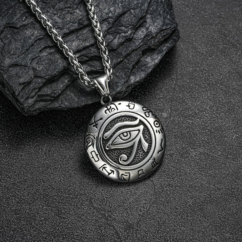 Planderful Everyday Genie Devils Eye Pendant Necklace For Men Stainless Steel Hip Hop Trend Jewelry