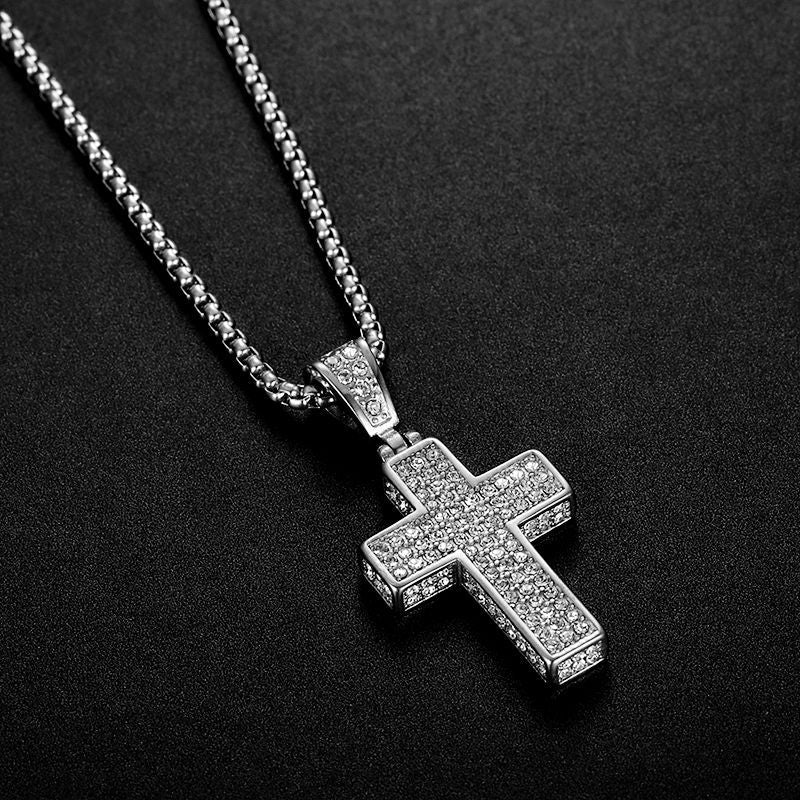 Zircon Necklace – Statement Cross Pendant For Men And Women