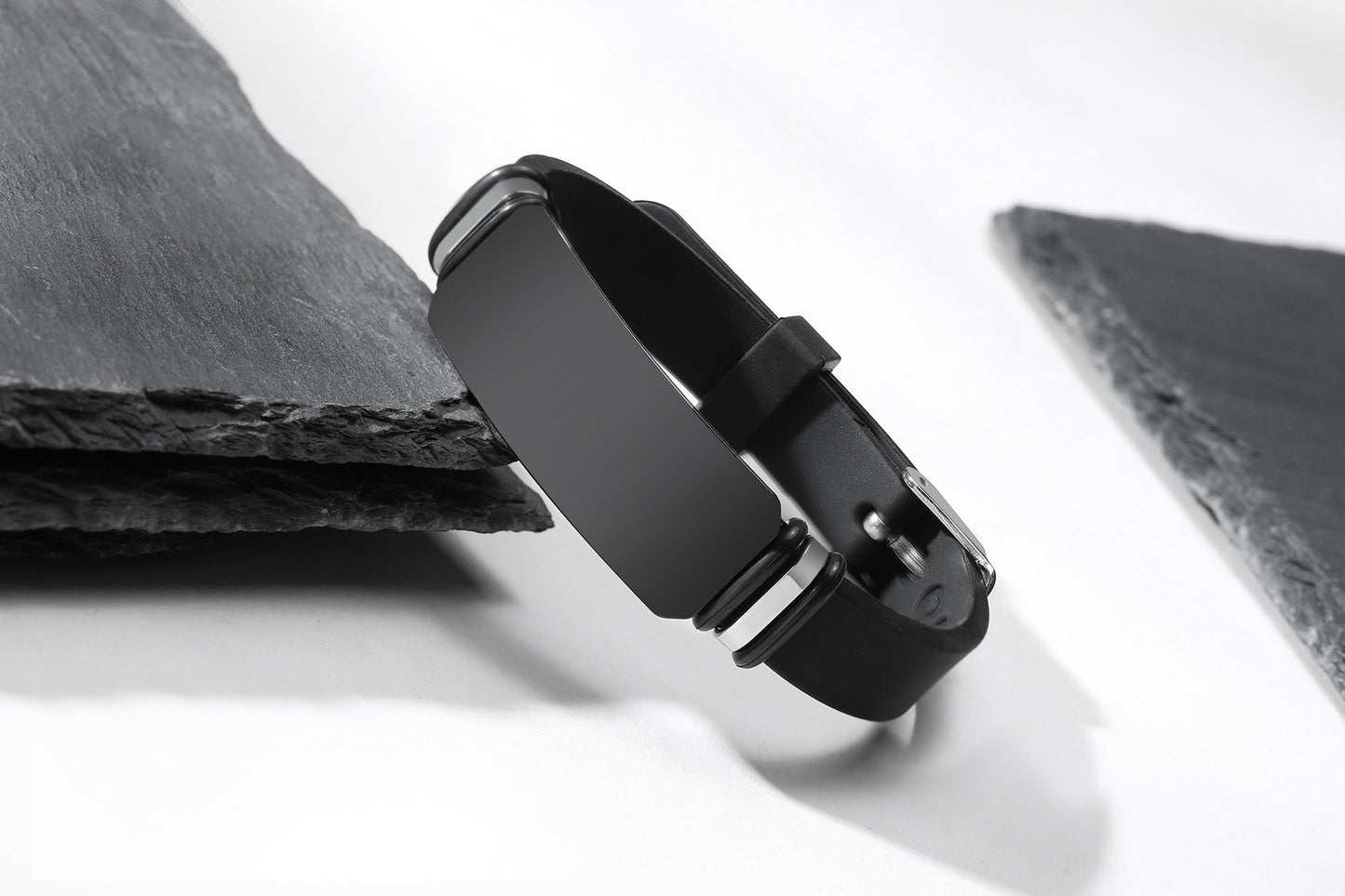 Men's Stainless Steel Curved Silicone Jewelry Bracelet