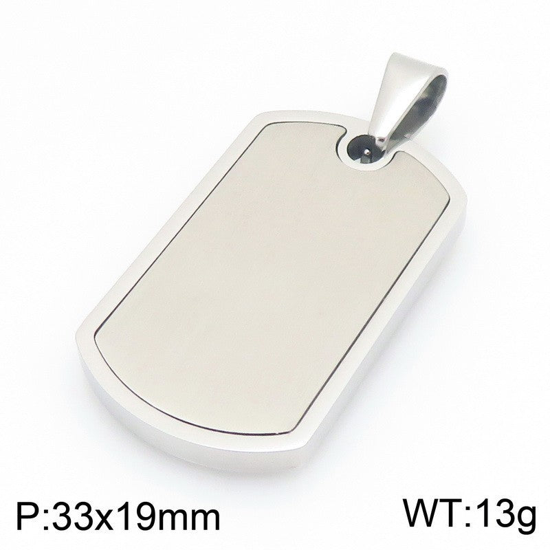 Stainless Steel Men's Army Brand Pendant, Vacuum Electroplating Sand Surface Dog Brand Titanium Necklace