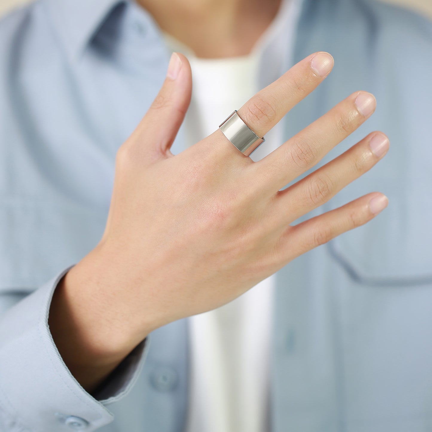 Stainless Steel Bare Body Plain Opening Adjustable Ring Steel Color for Men and Women Jewelry Wholesale