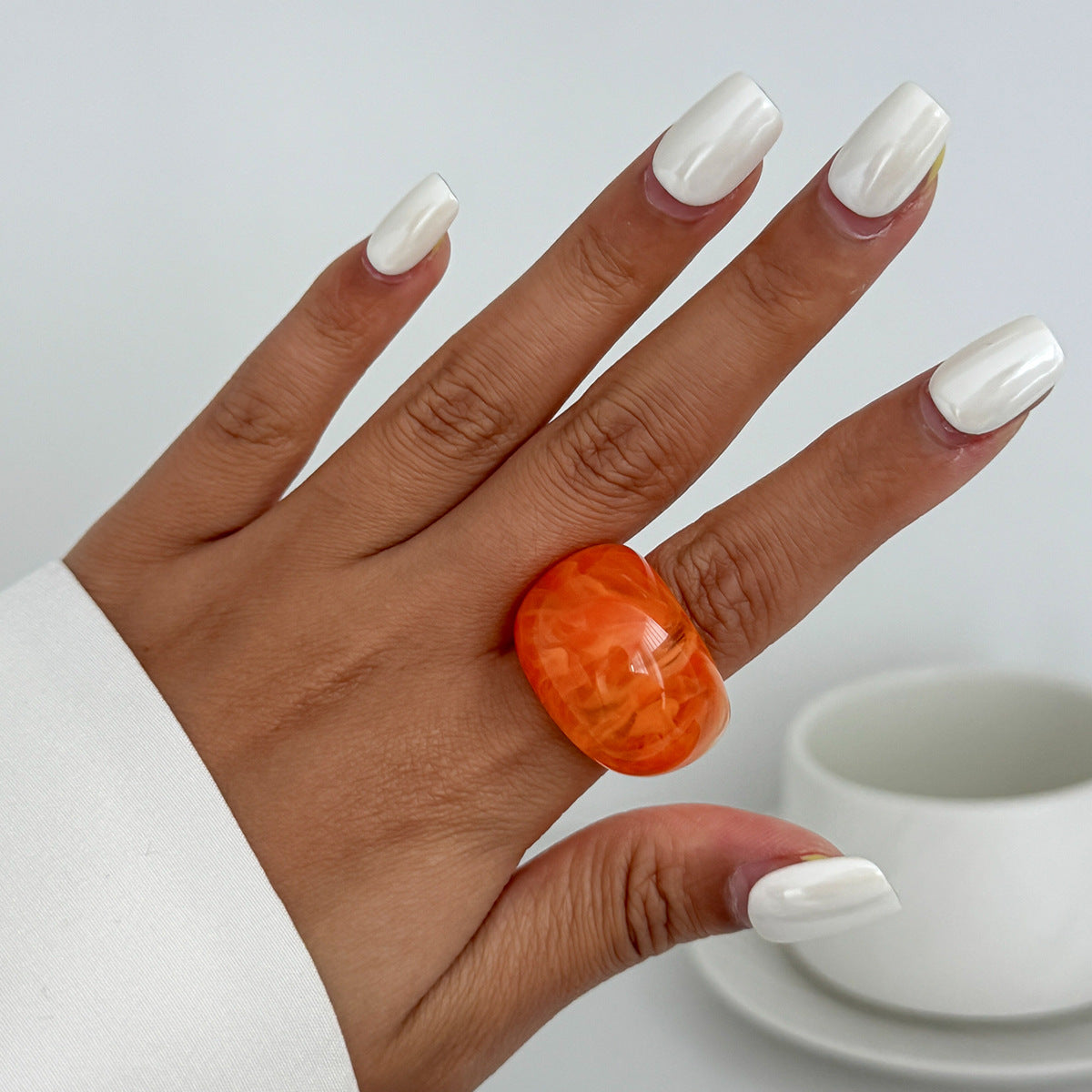 Planderful Vienna Verve Statement Ring Bread Shaped Wide Ring Maillard Color Hand Jewelry For Bold Fashion Lovers