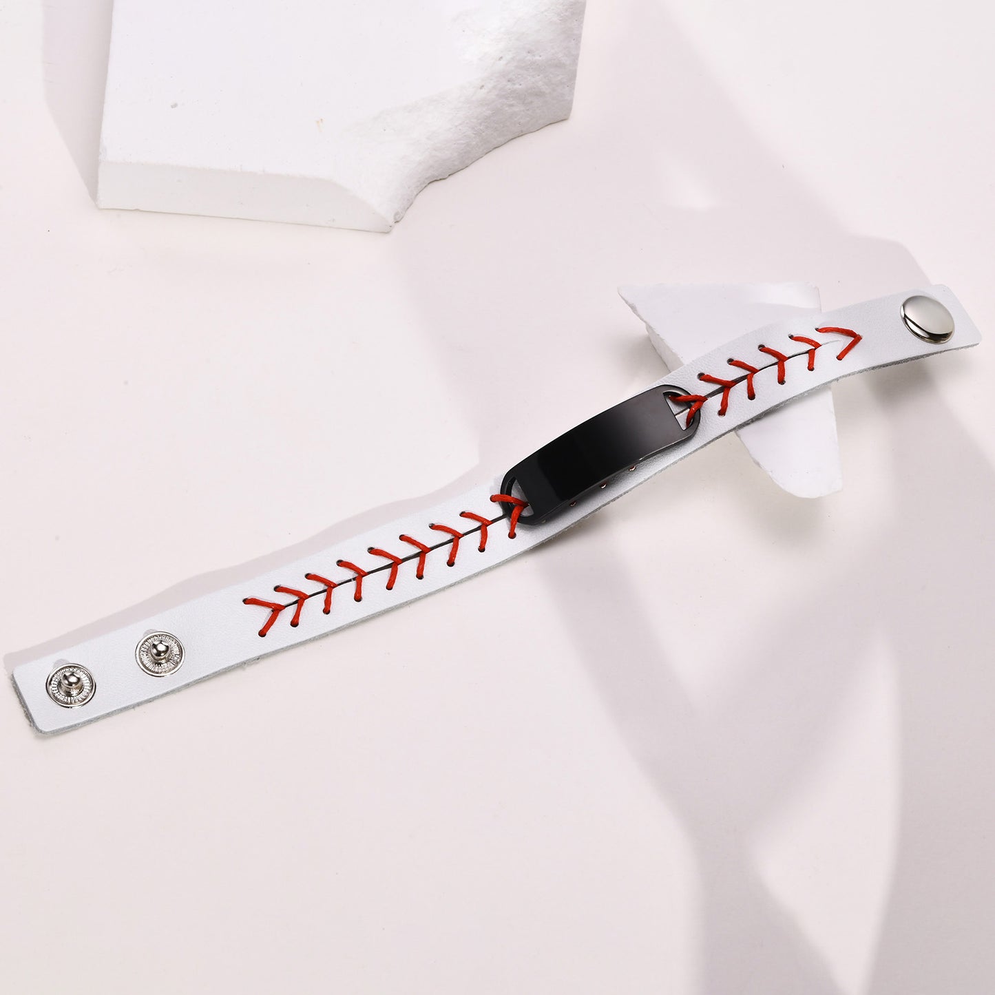 Stainless Steel Men's Fashion Trend Curved Stitched ZP Bracelet Black