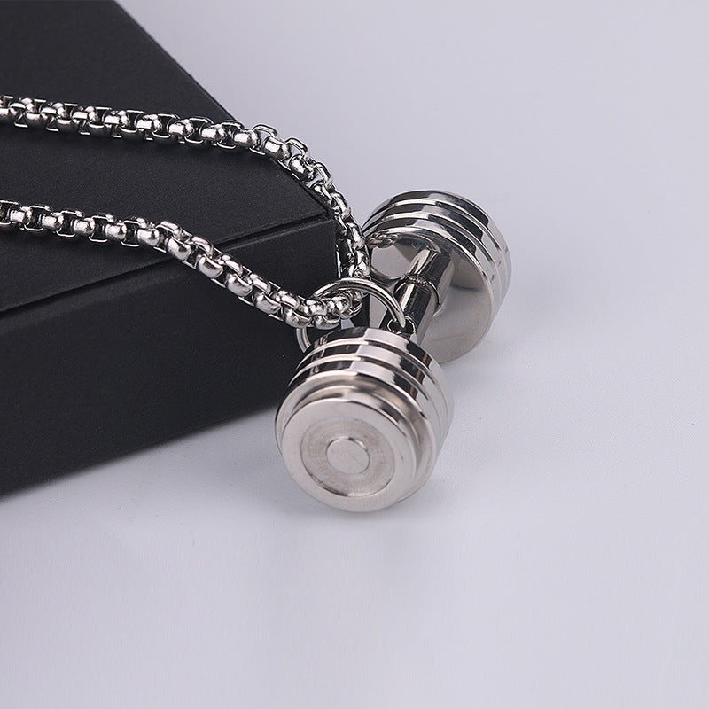 Planderful Barbell Necklace For Men Stainless Steel Gym Inspired Pendant Gift For Him