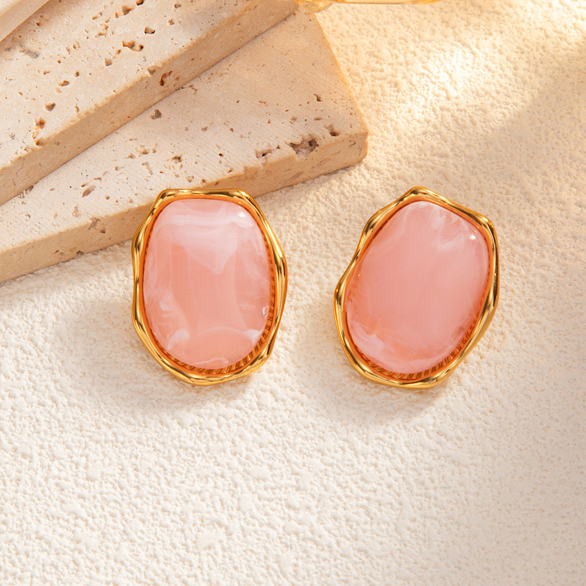 Planderful Vienna Verve Stainless Steel Irregular Concave Convex Stud Earrings For Women Geometric Statement Jewelry