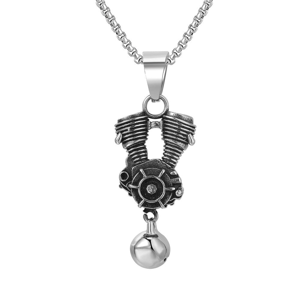 Planderful Premium Personalized Retro Locomotive Engine Pendant Titanium Steel Unisex Necklace