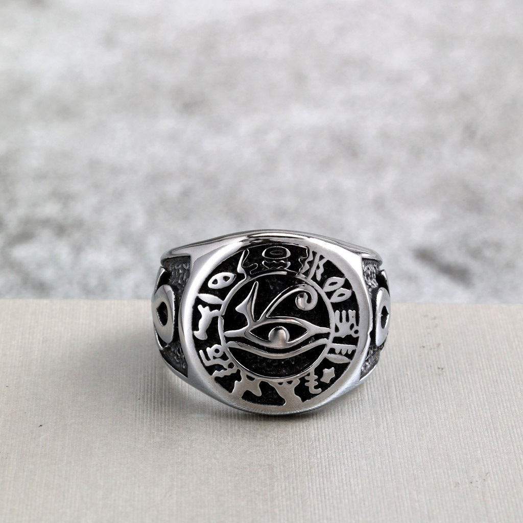 Vintage Cross Egyptian Stainless Steel Men's Ring