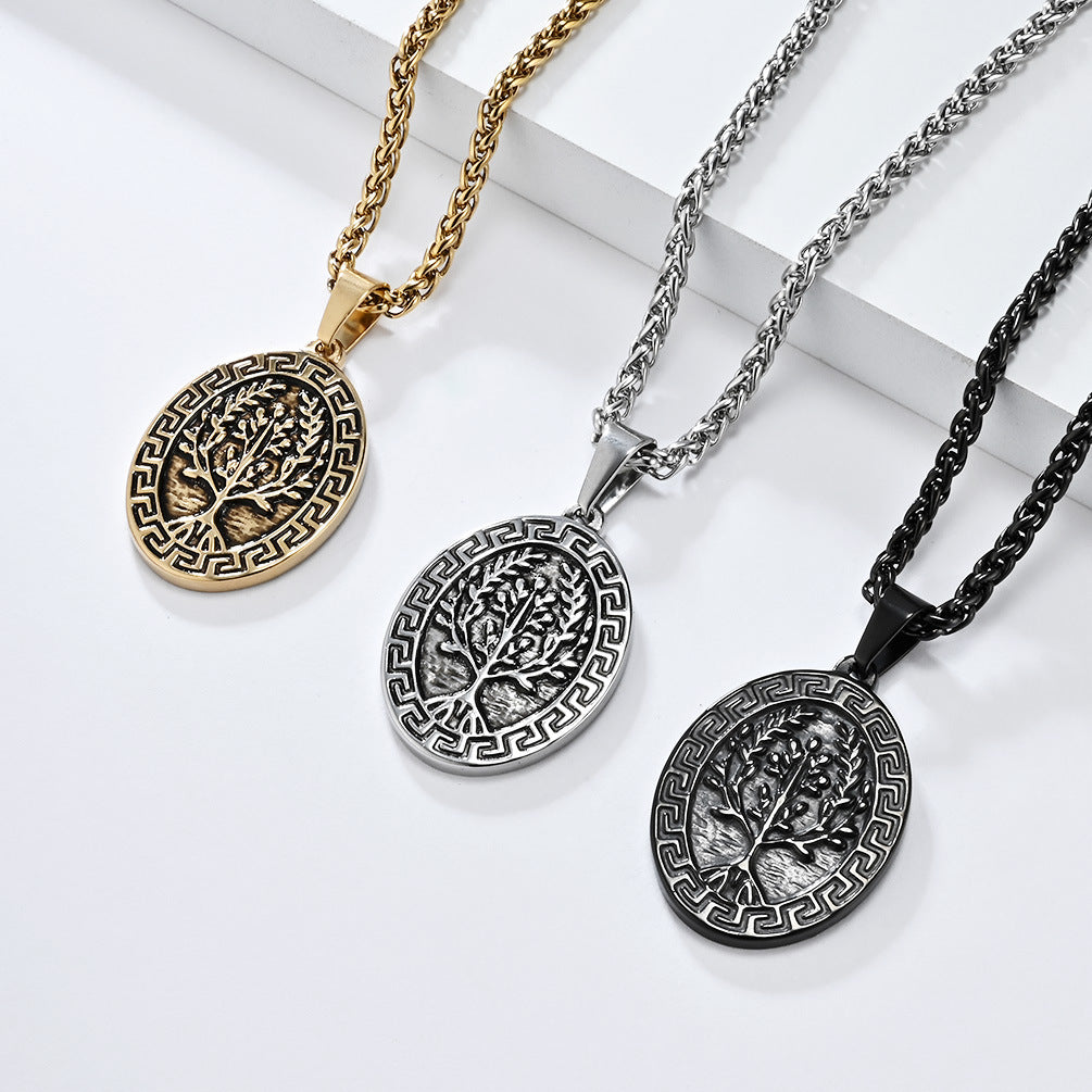 Timeless Tree of Life Titanium Steel Necklace for Men