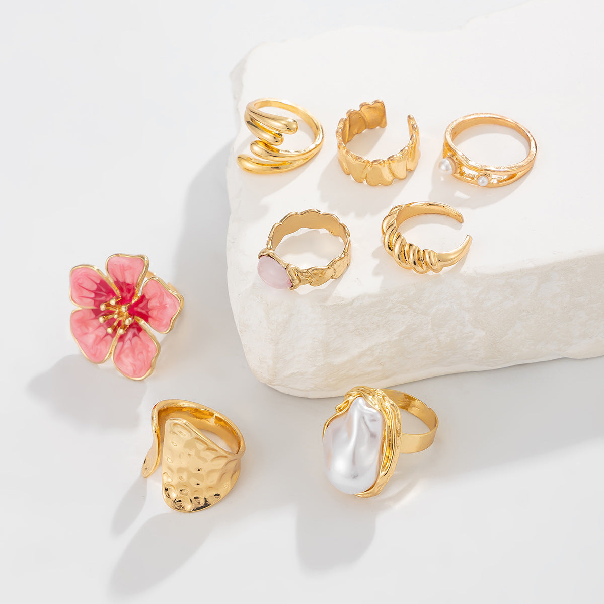 Planderful Vienna Verve Baroque Pearl Ring With Opening Feature Pastoral Pink Flower Statement For Women