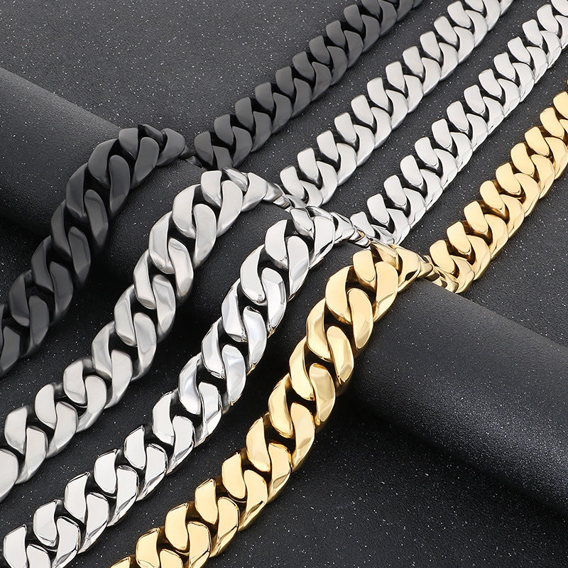 Planderful Everyday Genie Cuban Chain Mens Necklace Titanium